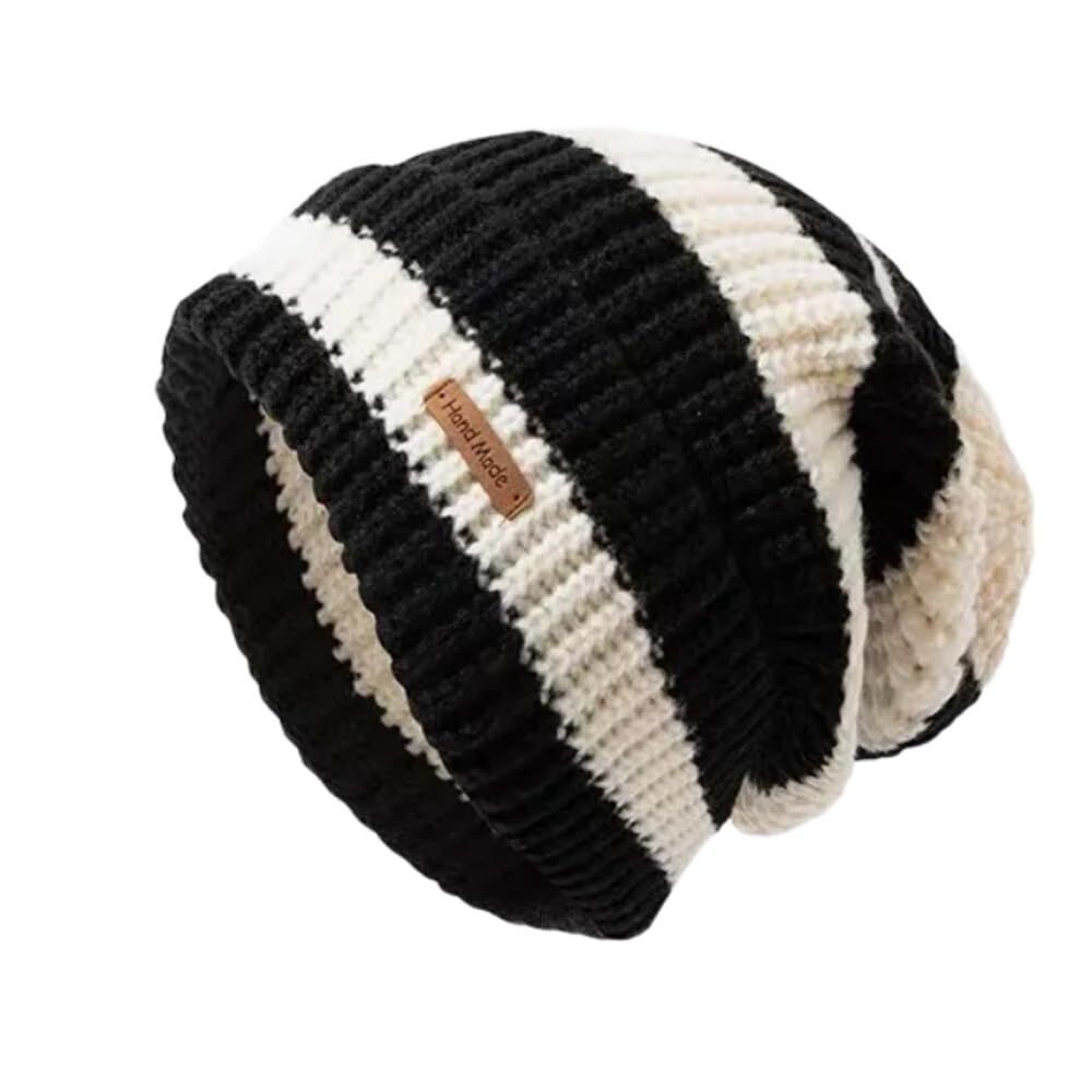 3433 Vintage Winter hat , Warm Knitted wrap caps, Trendy Beanie Stripes